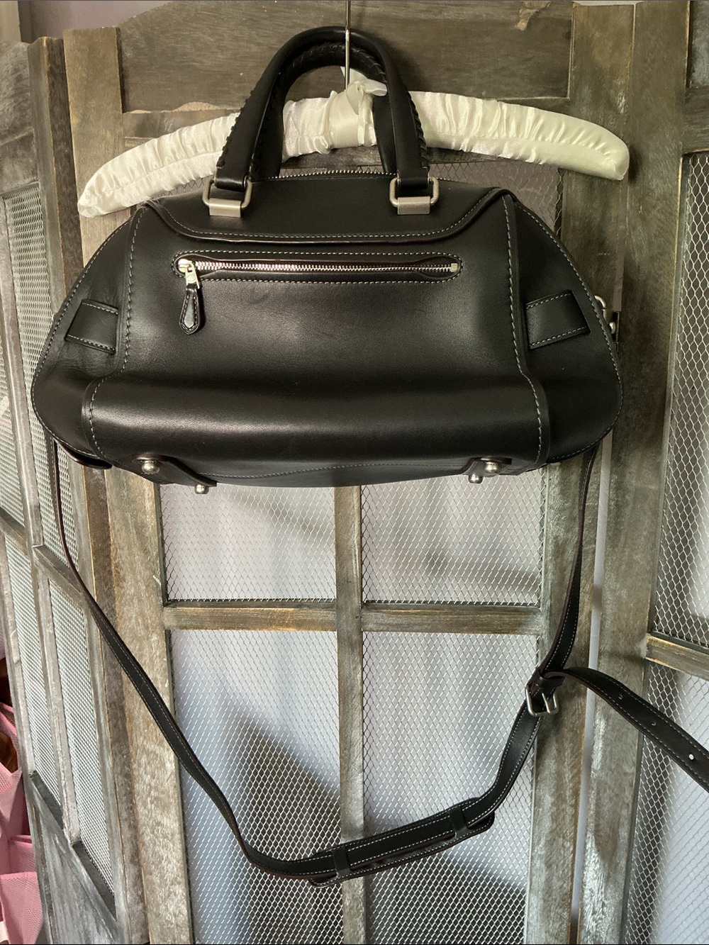 Black Leather Coach Satchel Handbag - Picture 2 of 4